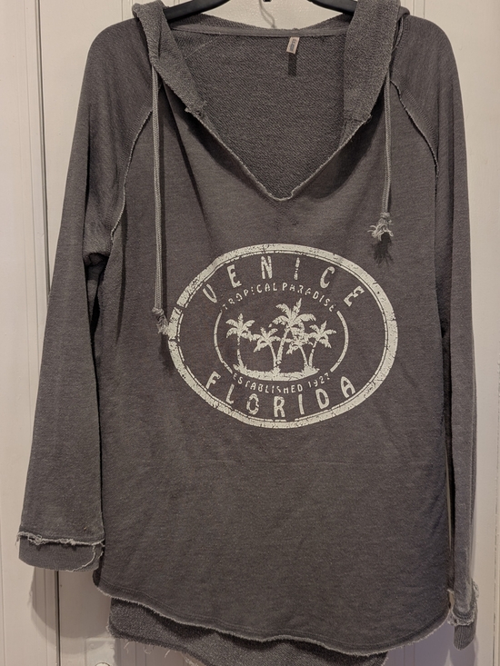 U.S. Apparel Tops - Venice Florida Charcoal Hooded Pullover Sweatshirt